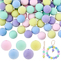 80Pcs 5 Colors Flocking Acrylic Beads, Round