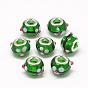 Handmade Bumpy Lampwork European Beads, with Brass Double Cores, Large Hole Beads, Rondelle, Platinum