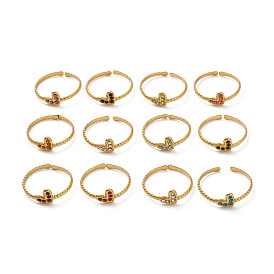 Открытое кольцо-манжета со стразами в форме сердца, 304 женские украшения из нержавеющей стали, разноцветные