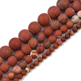 Нити бусин из натуральной матовой красной яшмы, круглые, класса AB