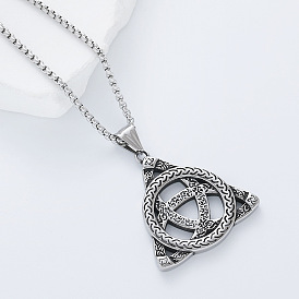 Винтажный викингский узел Троицы 304 подвеска из нержавеющей стали, цепочка-коробочка для мужчин