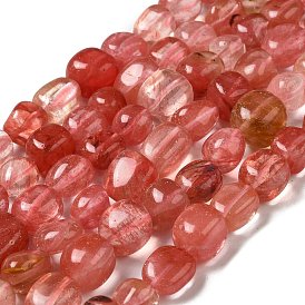 Cherry Quartz Glass Beads Strands, Nuggets, Tumbled Stone