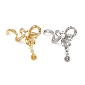 Fermoirs repliables en laiton micro pave zircone cubique transparente, bowknot