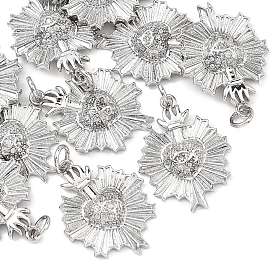 Shegrace Messing-Anhänger mit Mikropavé-Fassung aus klaren Zirkonia, Cadmiumfrei und Nickel frei und Bleifrei, Blume mit Blumenanhänger