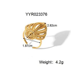 Кольца-манжеты из нержавеющей стали для женщин с полым листом во французском стиле, реальный 304 k позолоченный