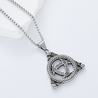 Винтажный викингский узел Троицы 304 подвеска из нержавеющей стали, цепочка-коробочка для мужчин