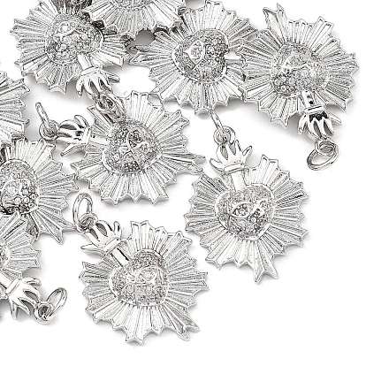 Shegrace Messing-Anhänger mit Mikropavé-Fassung aus klaren Zirkonia, Cadmiumfrei und Nickel frei und Bleifrei, Blume mit Blumenanhänger