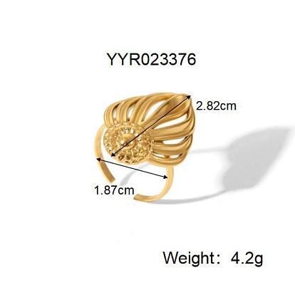Кольца-манжеты из нержавеющей стали для женщин с полым листом во французском стиле, реальный 304 k позолоченный