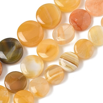 Натуральные бусины из желтого ботсванского агата, плоско-круглые