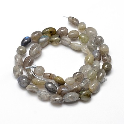 Natural Labradorite Nuggets Beads Strands, Tumbled Stone, 5~10x6~7x3~7mm, hole: 1mm, about 14.9 inch ~15.7 inch