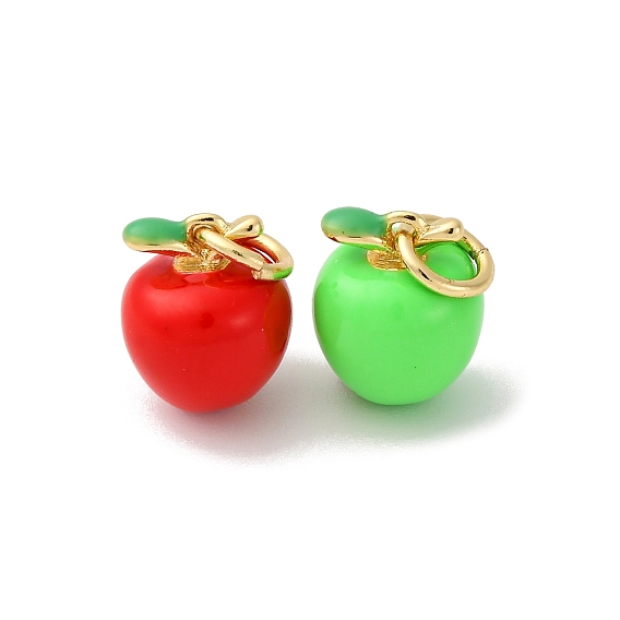 Латунь эмаль прелести, яблочный шарм, с целью перехода в кольце, без кадмия и без свинца, стойки покрытие, долговечный, реальный 18 k позолоченный