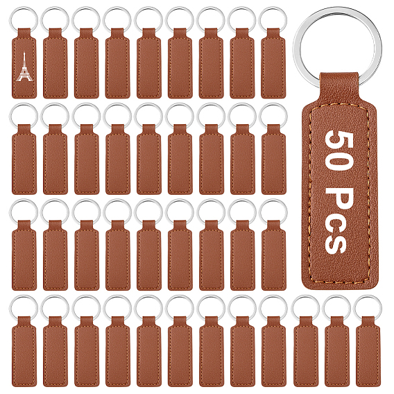 Брелки из искусственной кожи, прямоугольные, платина