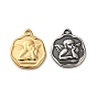 304 Stainless Steel Pendants, Flat Round with Angel Charms