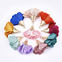 Iron Pendants, with Cloth, Flower, Golden