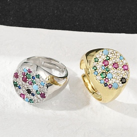 Кольца для женщин с микропаве из латуни и кубическими цирконами, круглые, стойки покрытие, без кадмия и без свинца, долговечный