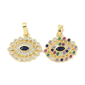 Real 18K Gold Plated Brass Micro Pave Cubic Zirconia Pendants, Evil Eye Charms