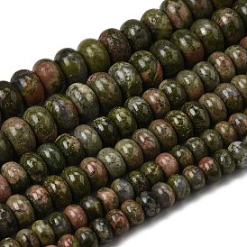 Природные Unakite бисер нитей, рондель