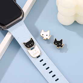 Cartoon creative black and white kitten shape silicone watch with decorative nails personality animal strap nail decorative buckle
