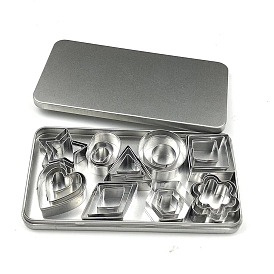 430 Stainless Steel Cookie Cutters, with Iron Rectangle Box, Mix-shaped