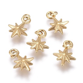 Ion Plating(IP) 304 Stainless Steel Charms, with Jump Rings, Eight-Pointed Star