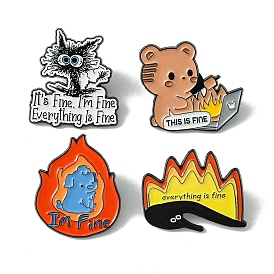 Alloy Brooches, Enamel Pins, for Backpack Cloth, Cat/Bear/Dog charm