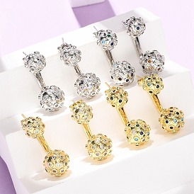 Латунные микро проложить серьги стержня кубического циркония, круглые, без кадмия и без свинца, стойки покрытие, долговечный