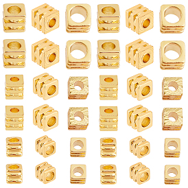 SUPERFINDINGS 150Pcs 3 Style Brass Spacer Beads, Long-lasting Plated, Grooved Cube