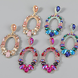 Модные разноцветные стеклянные серьги из алмазного сплава для женщин, Блестящие украшения для вечеринок в европейском и американском стиле