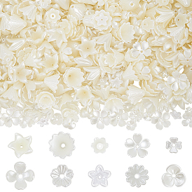 600 шт. 10 стили АБС-пластиковые колпачки для бусин с имитацией жемчуга и акрила, цветок