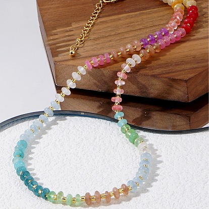 Разноцветные бусины-рондели, натуральные смешанные бусины, ожерелья для летнего пляжного стиля