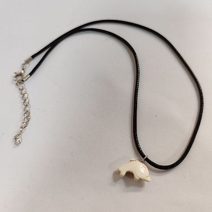 Summer Beach Dolphin/Turtle Synthetic Turquoise(Dyed) Pendant Necklaces, Imitation Leather Cord Necklaces