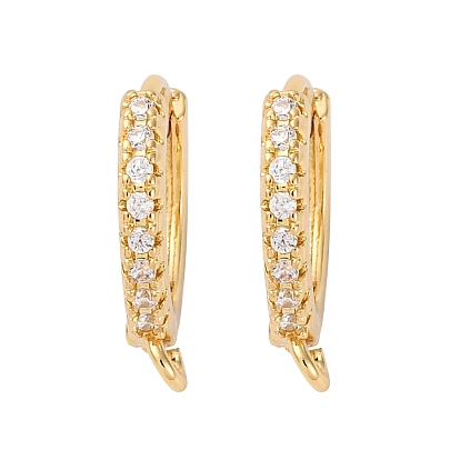 Фурнитура для сережек-колец из латуни с прозрачным кубическим цирконием, стойки покрытие, без свинца и без кадмия, долговечный