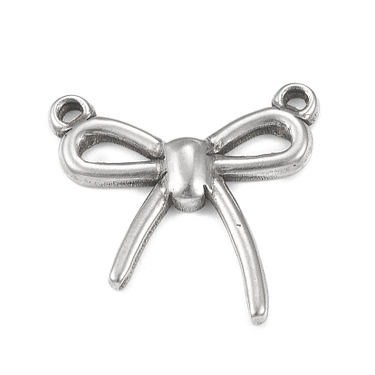 304 Stainless Steel Pendants, Hollow, Bowknot Charm
