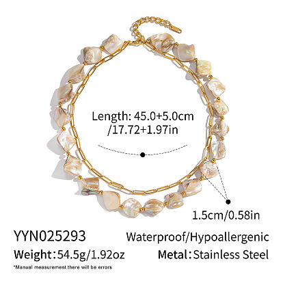 Натуральные белые ракушки, украшенные бусинами 304 цепочка из нержавеющей стали 2 -колье