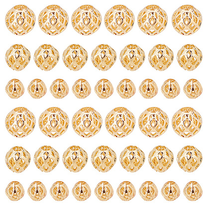 60шт 3 стиль латунные полые бусины, круглые