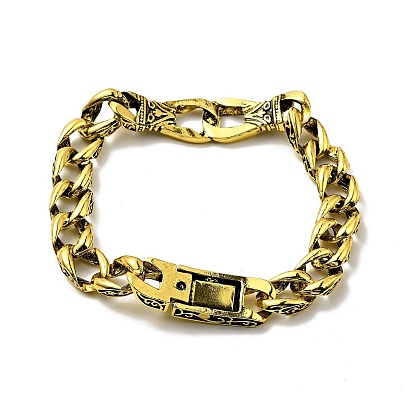 Men's Alloy Interlocking Knot Link Bracelet with Curb Chains, Punk Metal Jewelry