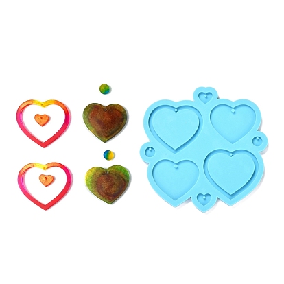 DIY Pendant Silicone Molds, for Earring Makings, Resin Casting Molds, For UV Resin, Epoxy Resin Jewelry Making, Heart