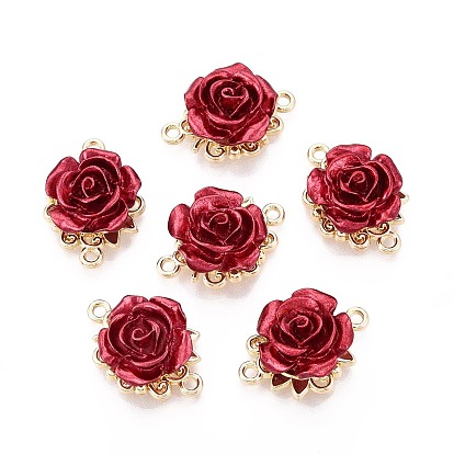 Соединители звеньев сплава плакировкой стойки дня валентинки, с абс пластмассовым, без кадмия и без свинца, цветок розы