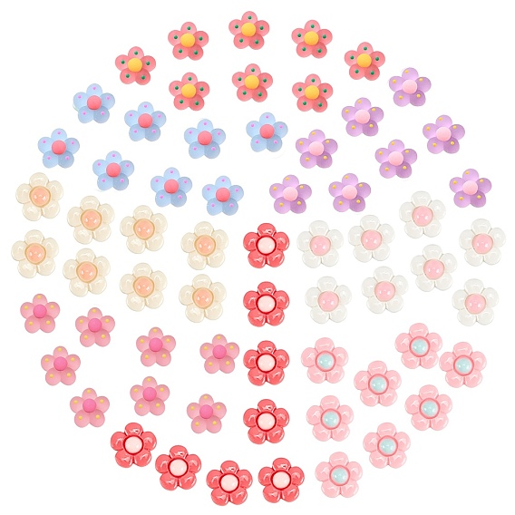 80 шт 8 цвета смоляных кабошонов, цветок