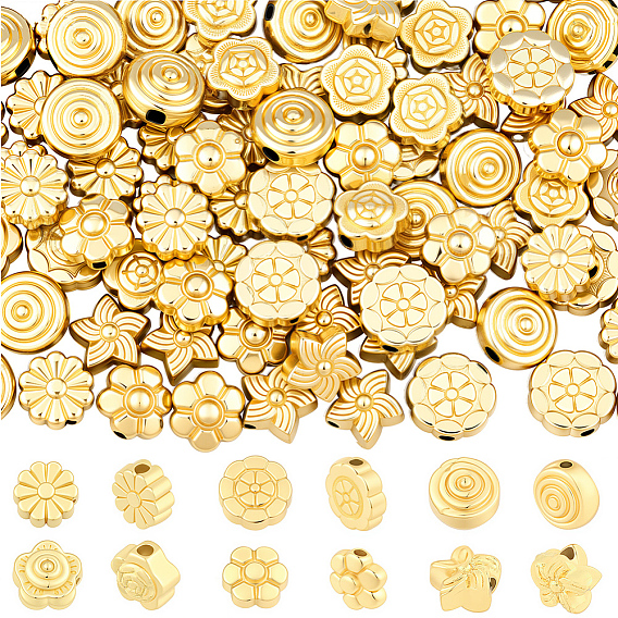 120шт 6 стили бусины из сплава, цветок