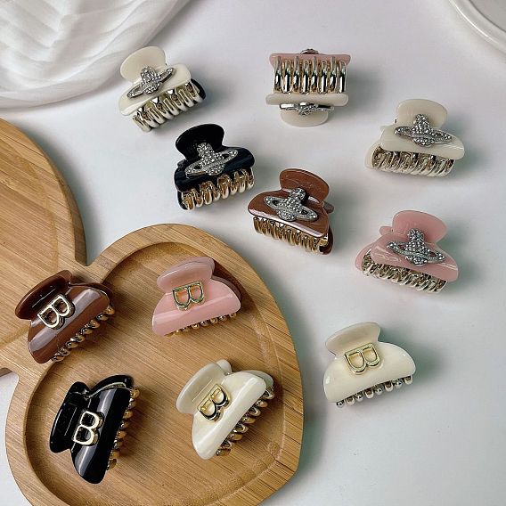 Роскошная женская заколка для волос Saturn со стразами, стильная заколка-акула и заколка-планета