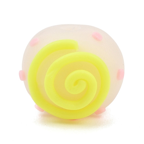 Handmade Polymer Clay Beads, Round with Spiral Pattern