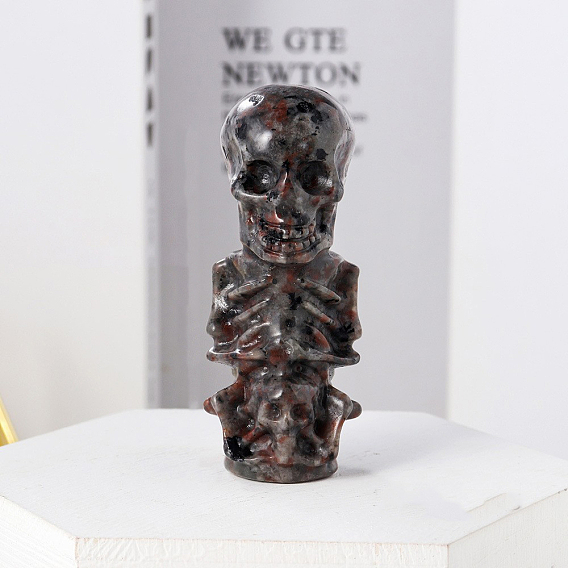 Хэллоуин статуя черепа из натурального драгоценного камня, для украшения домашнего дисплея