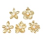 Латунные подвески, цветок, с жемчужинами из АБС-пластика и соединительными кольцами, без свинца и без кадмия, долговечный, стойки покрытие