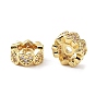 Brass Micro Pave Cubic Zirconia Beads, Heart, Real 18K Gold Plated/Silver