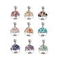9 шт. 9 стили смешанные каменные крошки бисер сплав дерево жизни европейские подвески, Подвески с большими отверстиями, античное серебро