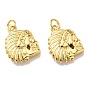 Rack Plating Brass Pendants, with Jump Ring, Lead Free & Cadmium Free, Long-Lasting Plated, Indian Head Chief Charm