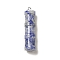 Gemstone Pendants, Bamboo Stick Charms, with Stainless Steel Color Tone 304 Stainless Steel Loops
