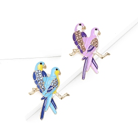 Эмалированная булавка в виде попугая, Брошь из сплава со стразами для рюкзака