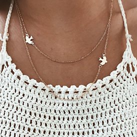 Bohemian Style Layered Necklace with Bird Pendant, Fashionable and Versatile Sweater Chain Jewelry